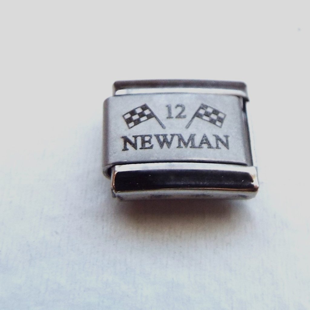 Newman 12 Nascar Laser 9mm Stainless Steel Italian Charm Bracelet Link New